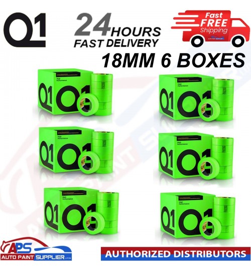 Q1 GREEN MASKING TAPE HIGH PERFORMACE - Box of 6" 18mm x 50m - FAST DELIVERY